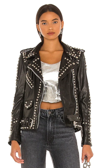 Shop Understated Leather Western Dome Studded Jacket In 黑色