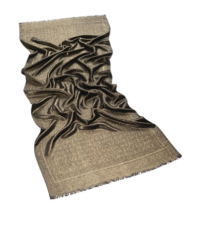 Shop Bvlgari Logomania Wool-silk Scarf In Gold