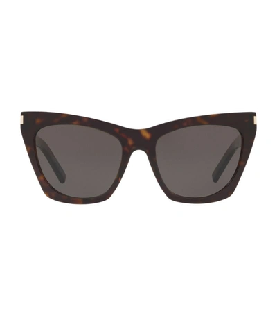 Shop Saint Laurent Kate Cat Eye Sunglasses In Brown