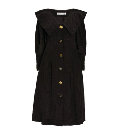 Shop Rejina Pyo Oversized-collar Milo Midi Dress In Black