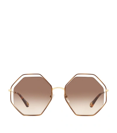 Shop Chloé Poppy Octagonal Sunglasses In Gold