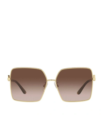 Shop Dolce & Gabbana Square Sunglasses In Gold