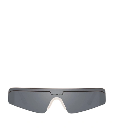 Shop Balenciaga Rectangular Ski Sunglasses In White