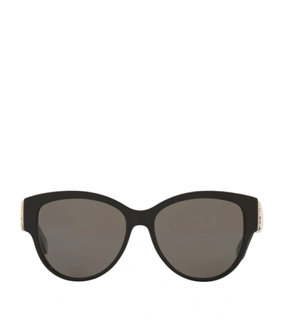 Shop Saint Laurent Oval Sunglasses In Black