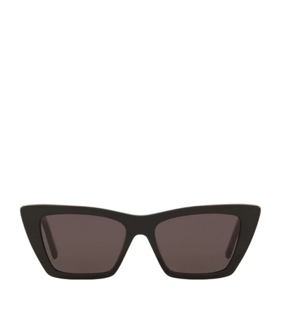 Shop Saint Laurent Mica Cat Eye Sunglasses In Black
