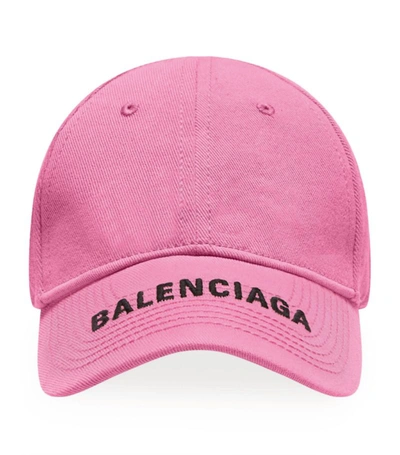 Shop Balenciaga Organic Cotton Logo Cap In Pink