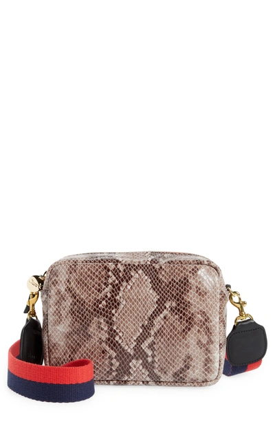 Shop Clare V Midi Sac Croc Print Leather Crossbody Bag In Grey