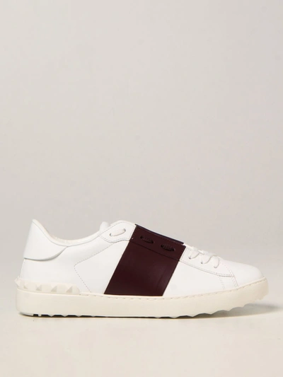 Shop Valentino Open Leather Sneakers In Ruby