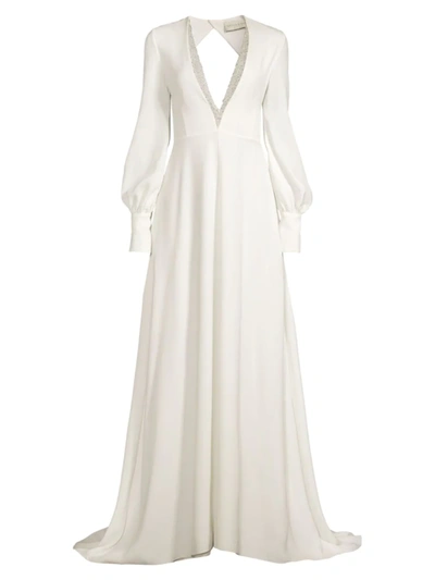 Shop Sachin & Babi Women's Britt Plunge A-line Gown In Ivory