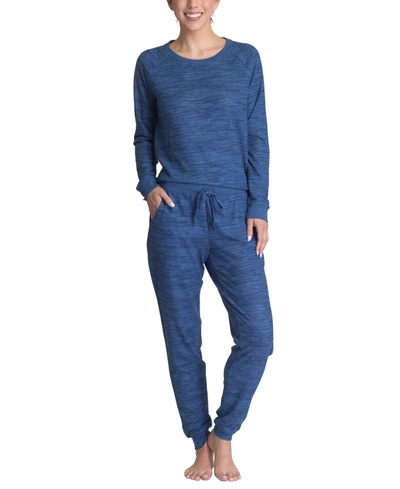 Shop Muk Luks Butter-knit Hacci Lounge Pajama Set In Blue
