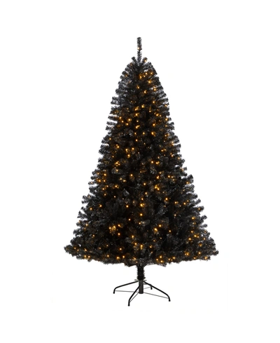 Nearly Natural Artificial Christmas Tree With 500 Clear Led Lights And 1428 Tips, 7' In Black