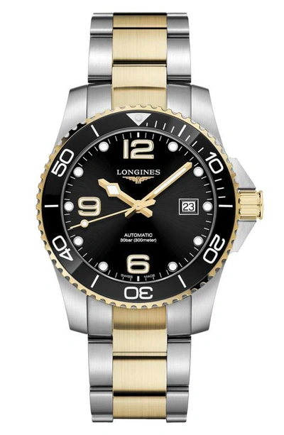 Longines Mens Black L3.781.3.56.7 Hydroconquest Stainless-steel Automatic Watch In Black