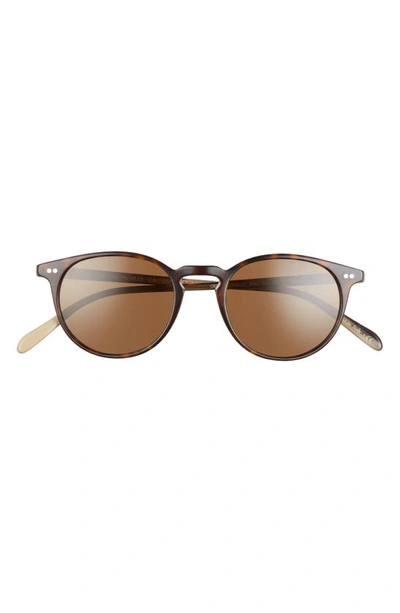 Shop Oliver Peoples Riley 49mm Polarized Round Sunglasses In Pol Brown