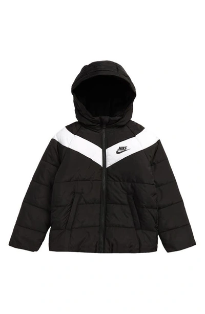 Shop Nike Sportswear Kids' Hooded Filled Jacket In Black
