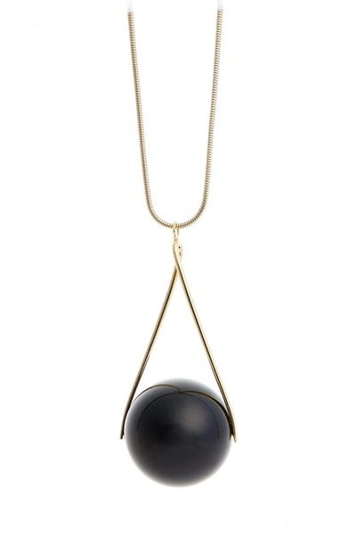 Shop Lafayette 148 Single Orb Necklace In Black