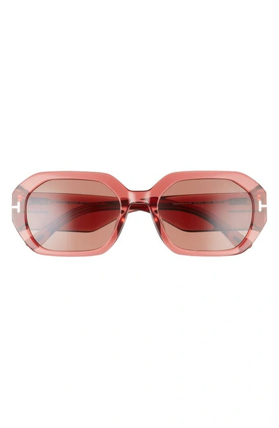 Shop Tom Ford 55mm Geometric Sunglasses In Pnko/ Brn