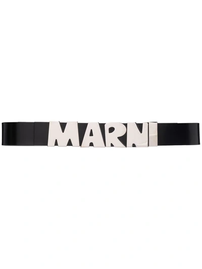 Shop Marni Logo Buckle Belt In Black