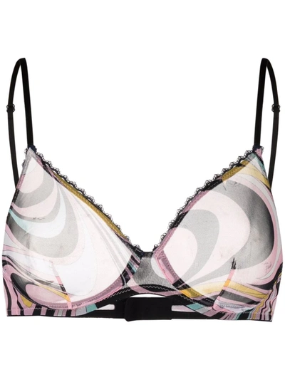 图案印花蕾丝边饰文胸