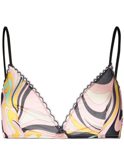 图案印花蕾丝边饰文胸