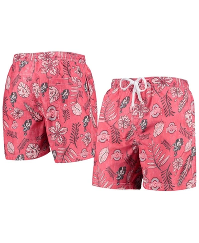 Shop Wes & Willy Men's Scarlet Ohio State Buckeyes Vintage-like Floral Swim Trunks