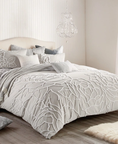 Peri Home Chenille Rose 3-pc. Duvet Cover Set, Full/queen In Gray