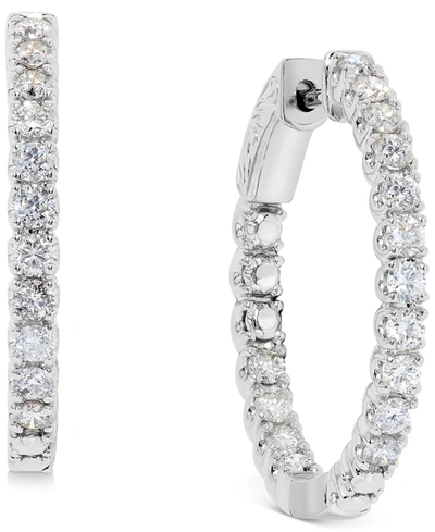 Macy's Diamond Inside Out Hoop Earrings (1-1/2 Ct. T.w.) In 14k White Gold In White Gold