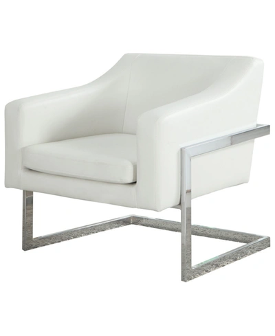 Best Master Furniture Irwin Modern Living Room Chrome Faux Leather Accent Chair In White