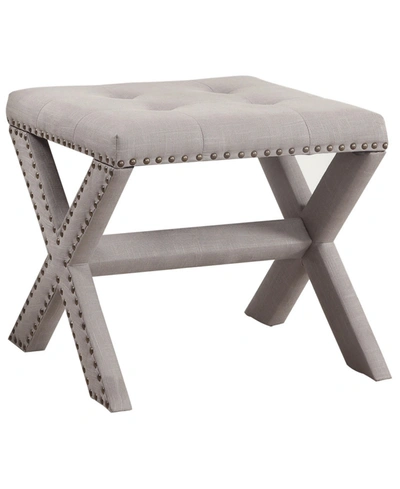 Shop Best Master Furniture Lincoln Linen Blend Accent Bench With Champagne Nail Heads In Gray