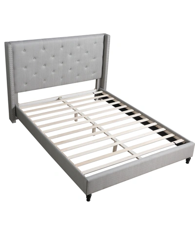 Shop Best Master Furniture Valentina Piece Upholstered Linen Blend Wingback Platform Bed, California King In Gray