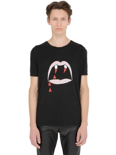 Saint Laurent Vampire Printed Cotton T-shirt, Black