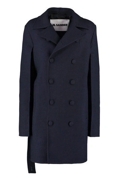 Shop Jil Sander Double Breasted Coat In Blue