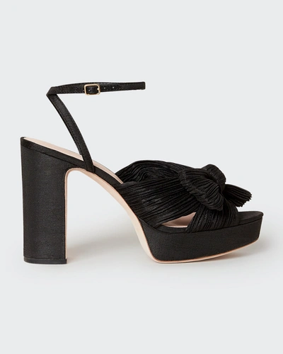Shop Loeffler Randall Natalia Pleated Knot Ankle-strap Platform Sandals In Black Black