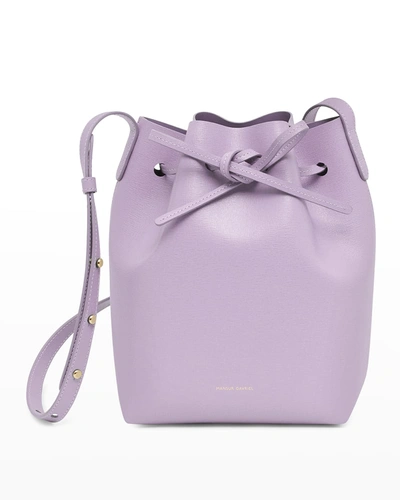 Shop Mansur Gavriel Mini Saffiano Leather Bucket Bag In Lavender