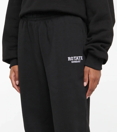 Rotate Birger Christensen + Net Sustain Mimi Embroidered Organic Cotton-jersey Tapered Track Pants In Black
