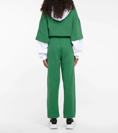 Rotate Birger Christensen Mimi Cotton Sweatpants In Foliage Green Comb