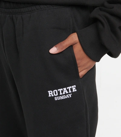 Rotate Birger Christensen + Net Sustain Mimi Embroidered Organic Cotton-jersey Tapered Track Pants In Black