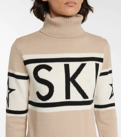 Shop Perfect Moment Schild Wool Turtleneck Sweater In White Pepper