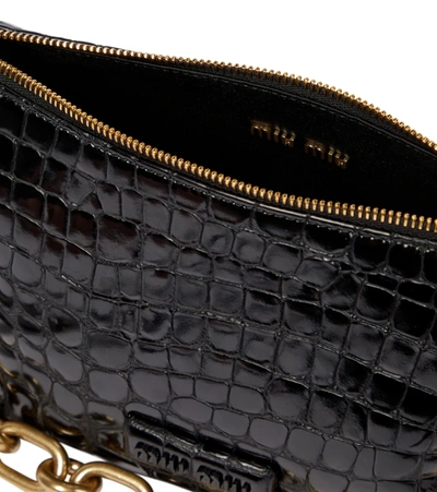 Miu Miu Croc-effect Leather Shoulder Bag In Nero