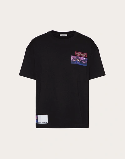 Shop Valentino Uomo T-shirt With Brocade Patch In Black