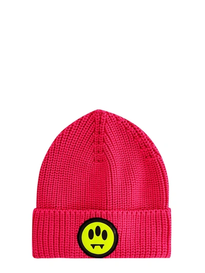 Shop Barrow Patch Detail Knitted Beanie In Pink