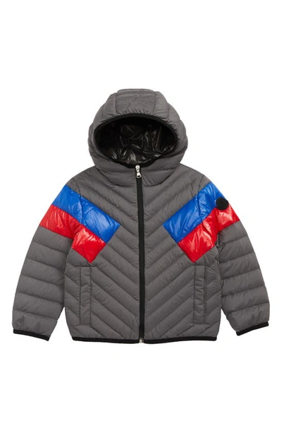 Shop Moncler Kids' Colorblock Down Puffer Jacket In Grey