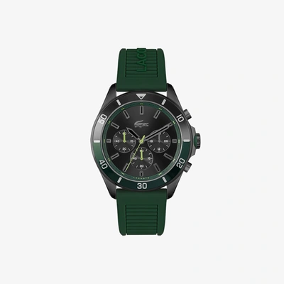 Shop Lacoste Tiebreaker Chrono Watch - Black With Green Silicone Strap - One Size