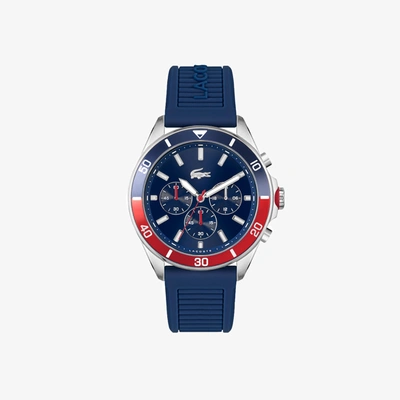 Shop Lacoste Tiebreaker Chrono Watch - Blue With Silicone Strap - One Size In Black