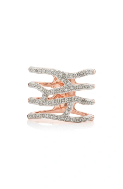 Shop Monica Vinader Riva Waterfall Diamond Cocktail Ring In Rose Gold/ Diamond