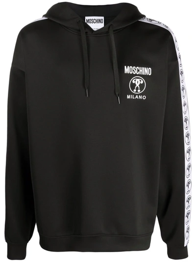 Shop Moschino Logo-tape Hoodie In Schwarz