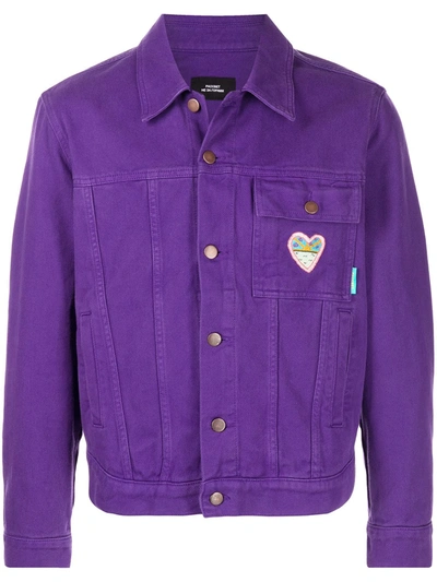 Paccbet Embroidered-logo Denim Jacket In Purple