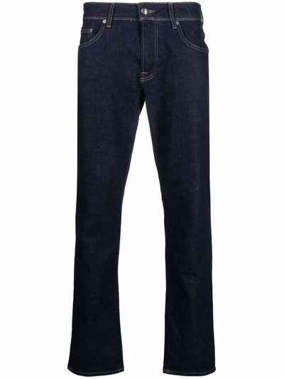 Shop Hackett Mid-rise Slim-fit Jeans In Blau