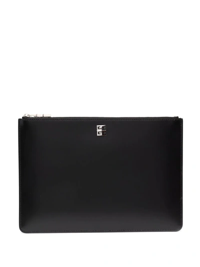 Givenchy 4g Medium Leather Clutch In Schwarz