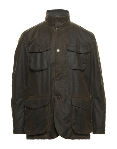 Barbour Ogston Wax Olive Green Jacket In Dark Green
