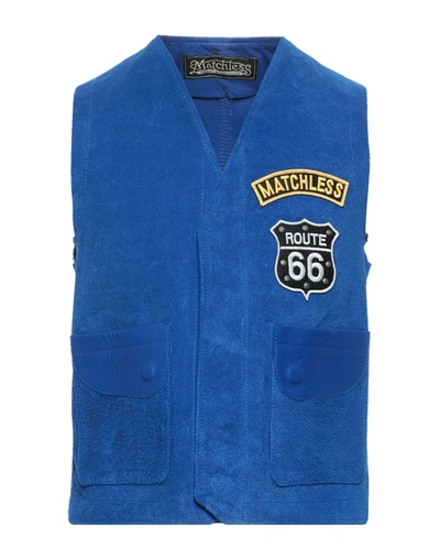 Shop Matchless Man Jacket Bright Blue Size Xl Soft Leather